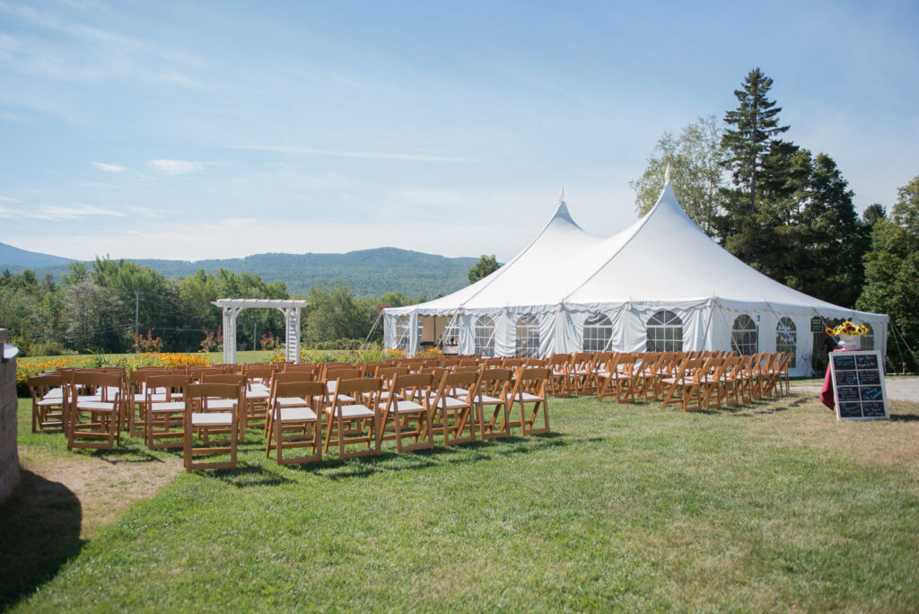 Wedding tent with chairs outside